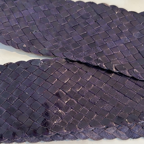 Nine West vintage eggplant purple 100% leather  weaved belt size large - Picture 10 of 11